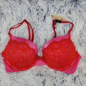 NWT Victoria's Secret 34C VERY SEXY PUSH UP bra NEW Pink Red Lace Sexy BUSTY hot
